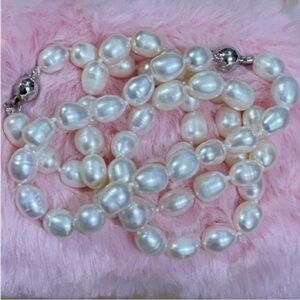 Natural White South Sea Pearl Necklace Bracelet Set